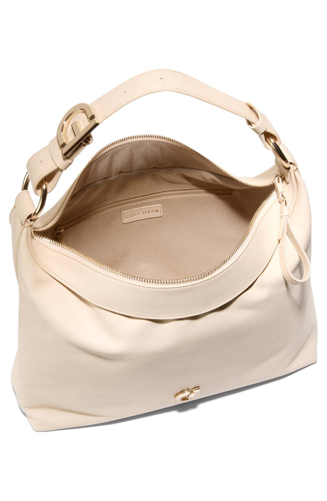 Kamila Leather Hobo Bag, Alternate, color, SAND DOLLAR