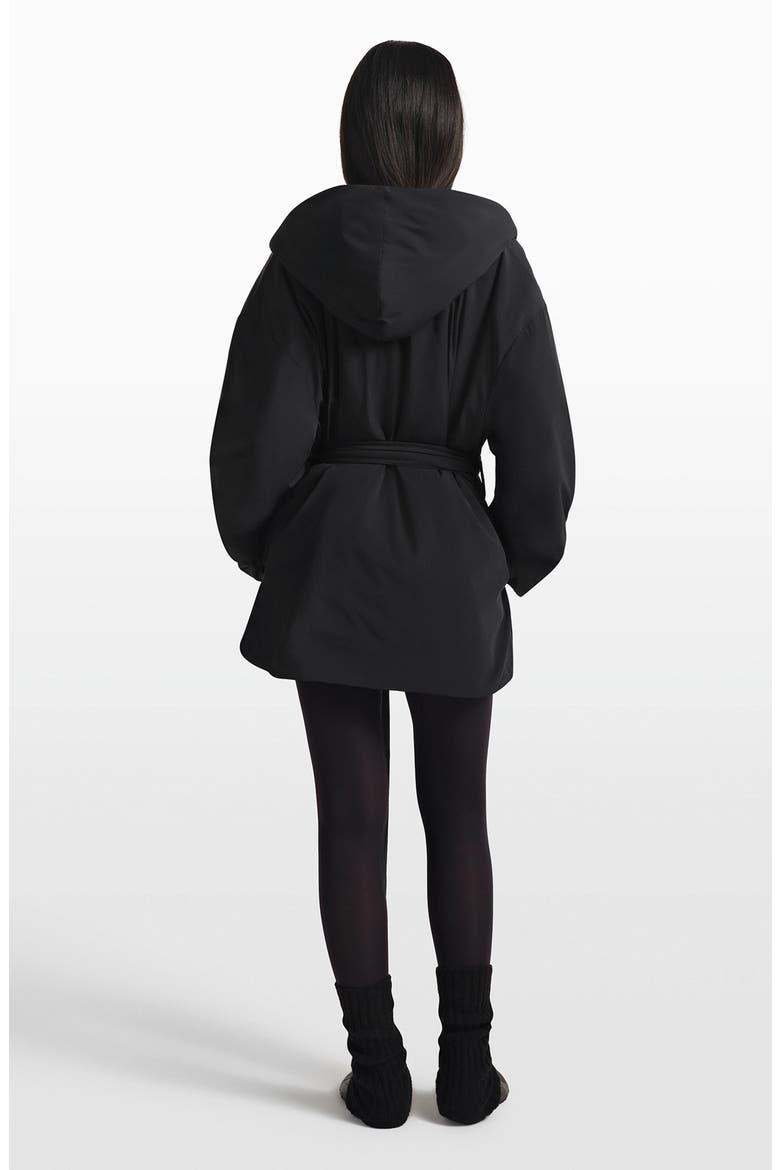 Woven Stretch Nylon Wrap Coat, Alternate, color, OBSIDIAN