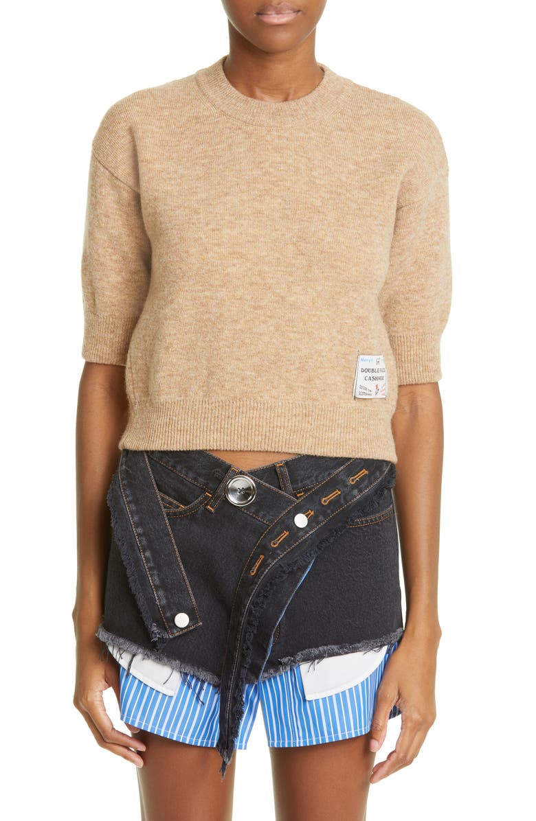 Meryll Rogge Short Sleeve Double Face Cashmere & Wool Sweater, Main, color, 