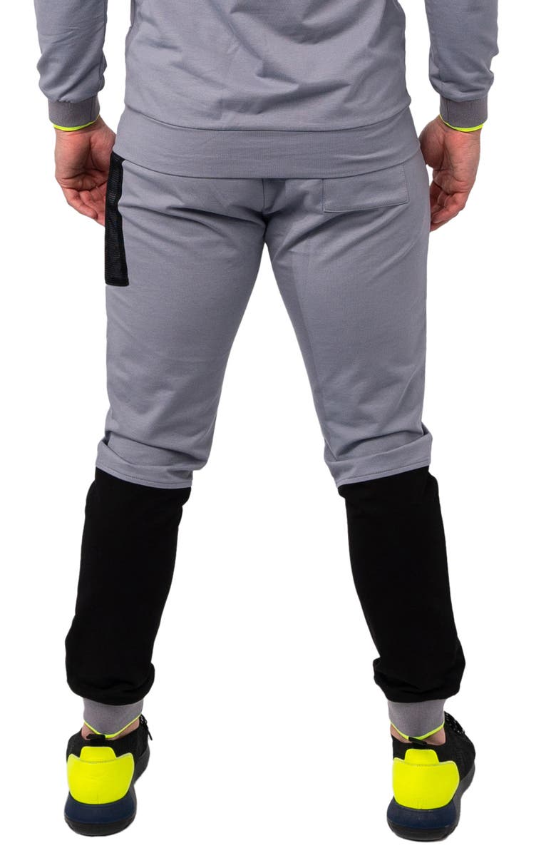 Maceoo Net Grey Colorblock Stretch Cotton Joggers, Alternate, color, Grey