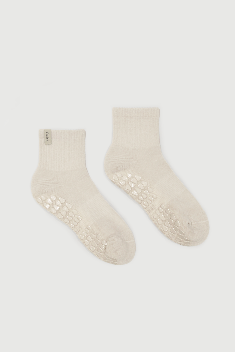 Stone Quarter Crew Grip Sock, Main, color, Stone