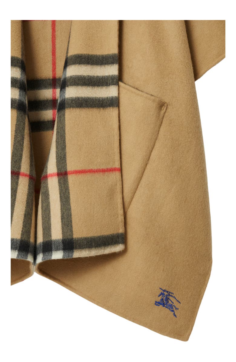 Burberry EKD Cashmere Hooded Cape, Alternate, color, Archive Beige