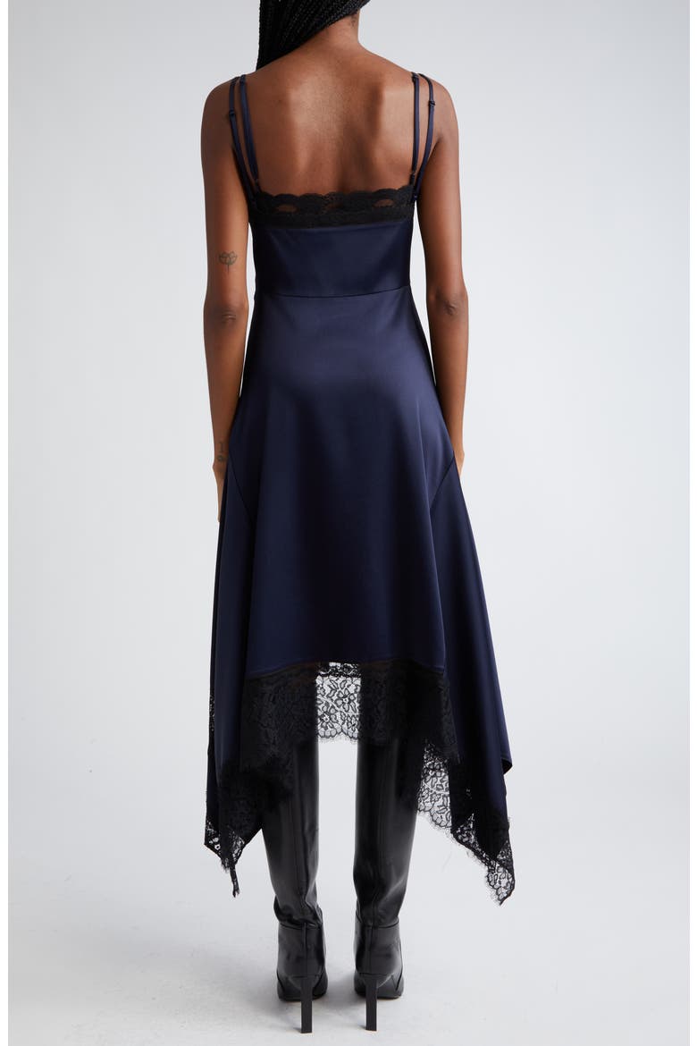 Lace Trim Handkerchief Hem Midi Dress, Alternate, color, MIDNIGHT