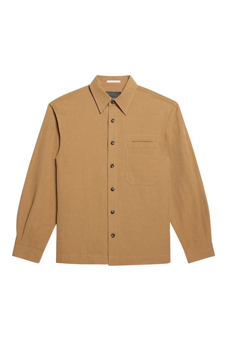 Sailor Cotton & Linen Button-Up Overshirt, Alternate, color, TRENCH