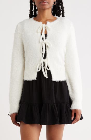 Abound Bow Front Cardigan In White