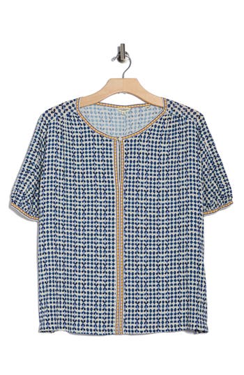 Max Studio Keyhole Elbow Sleeve Top