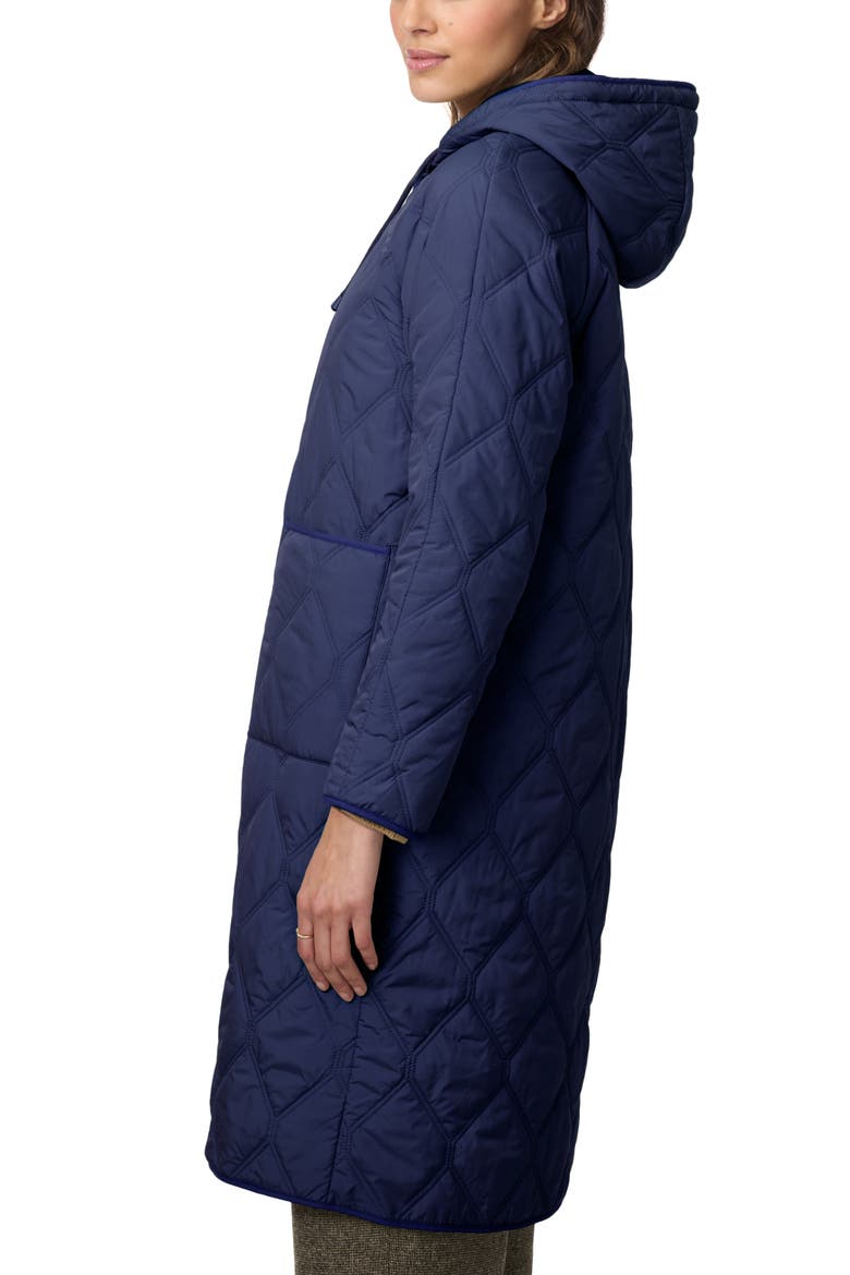 Diamond Quilted Hooded Coat, Alternate, color, NAVY