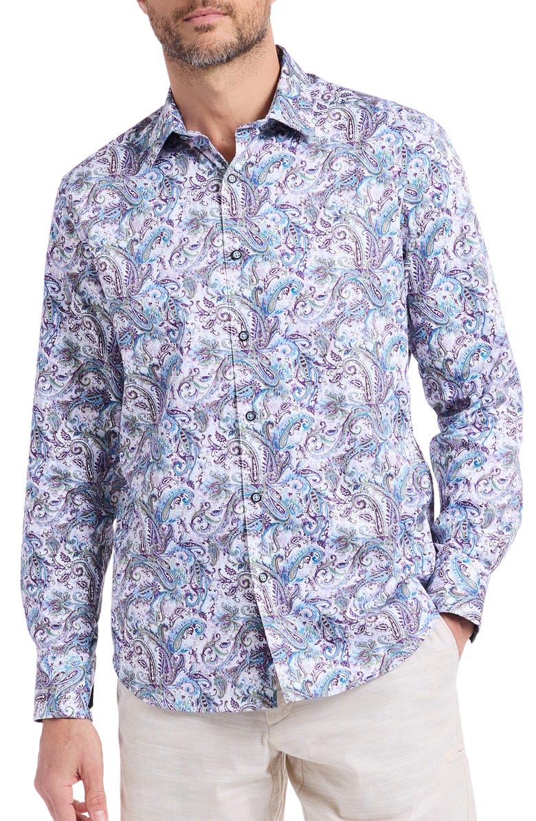 Robert Graham Buckingham Button-Up Shirt, Main, color, Blue
