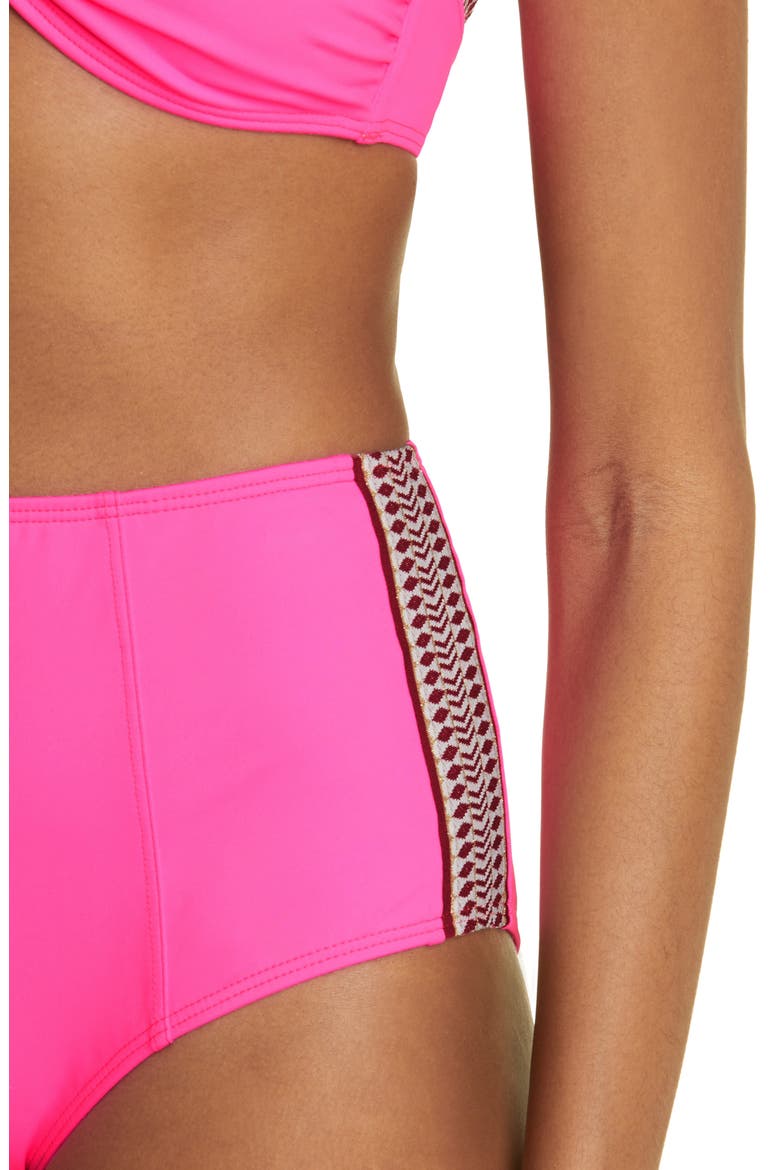 Lena High Waist Bikini Bottoms, Alternate, color, BRIGHT PINK
