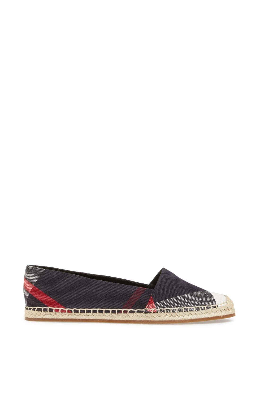 Hodgeson Check Print Espadrille Flat, Alternate, color, NAVY CHECK