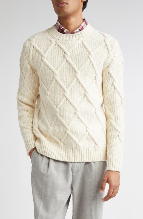 Diamond Stitch Wool Sweater