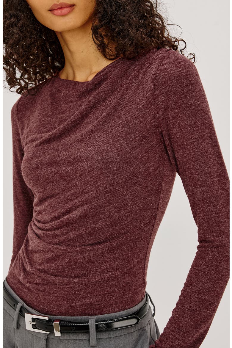 Issel Ruched Long Sleeve Top, Alternate, color, MERLOT