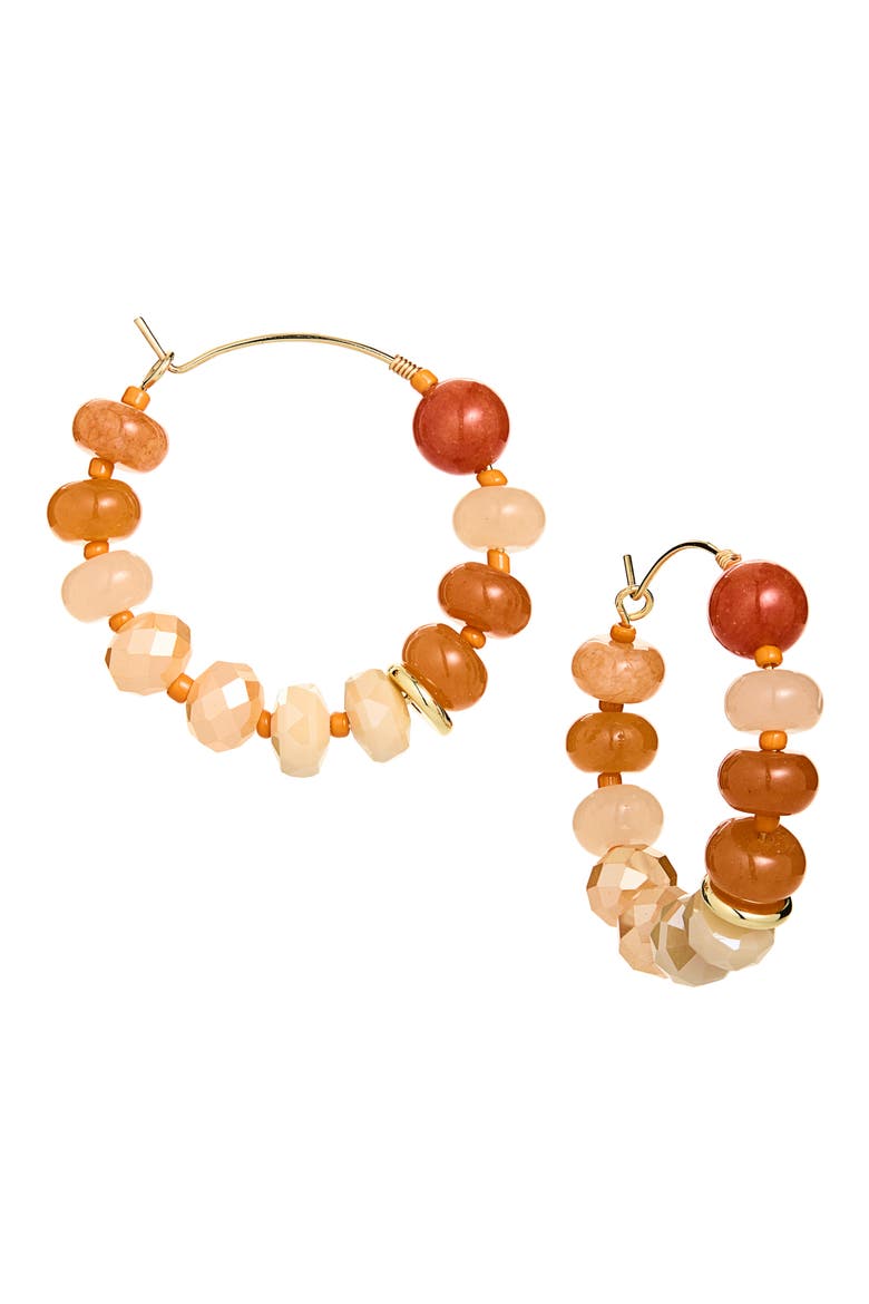 Beaded Wire Hoop Earrings, Main, color, ORANGE