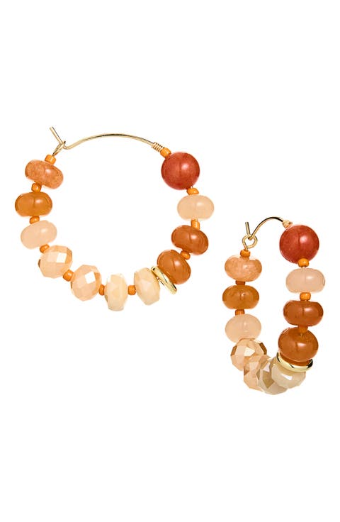 Beaded Wire Hoop Earrings