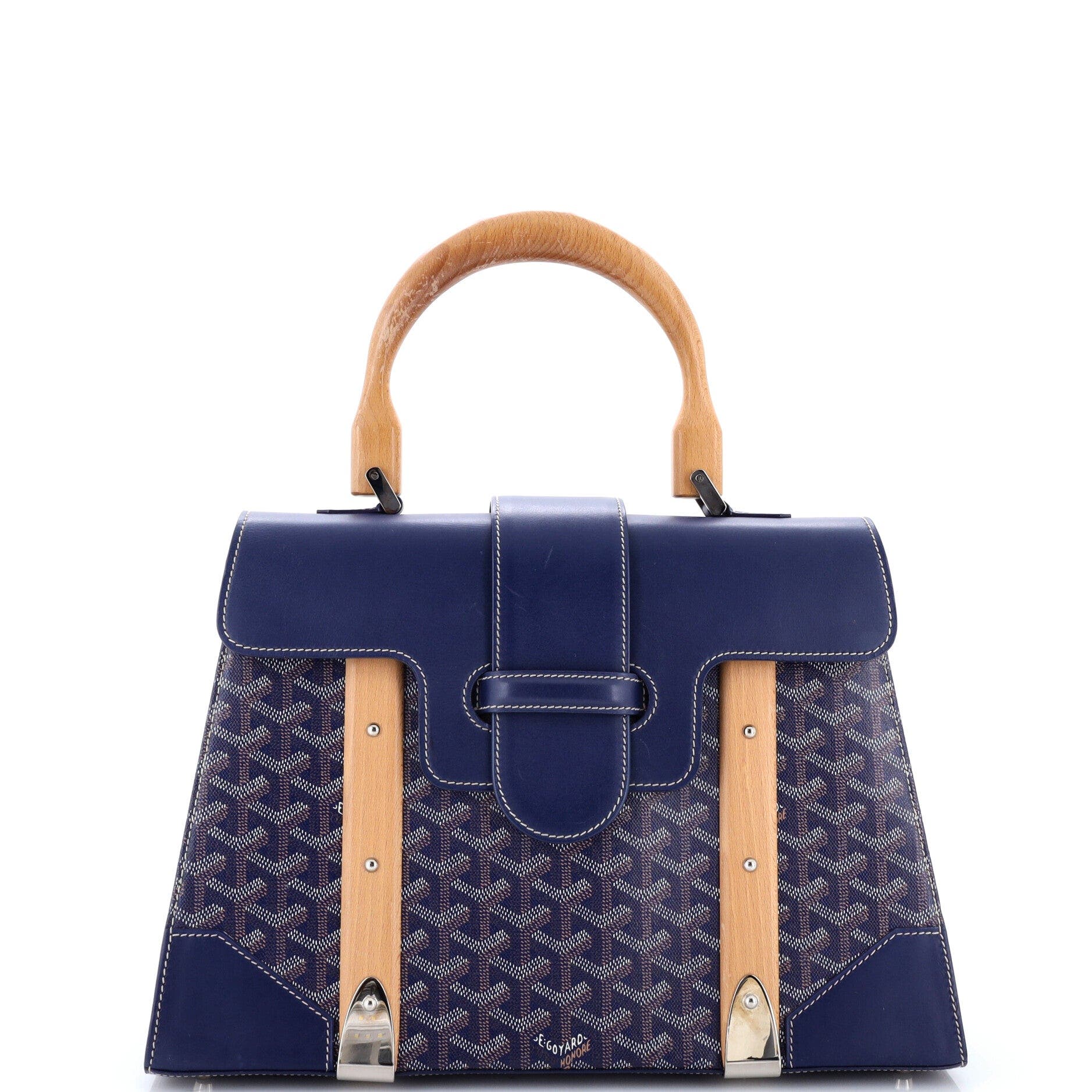 Saigon Top Handle Bag Coated Canvas with Leather MM, Main, color, Blue