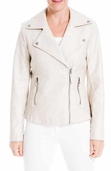 MAX STUDIO MAXSTUDIO Washed Faux Leather Moto Jacket