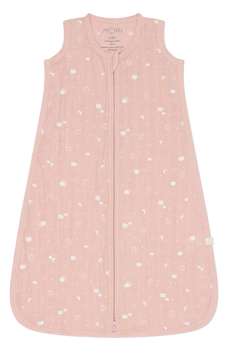 MORI Mascot 0.5 TOG Organic Cotton Muslin Wearable Blanket, Main, color, Pink