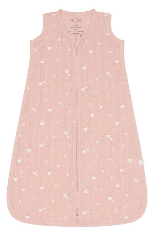 Mori Mascot 0.5 Tog Organic Cotton Muslin Wearable Blanket In Pink