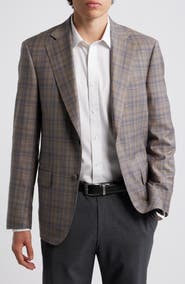 Heritage Gold Tan & Blue Double Check Slub Wool Sport Coat