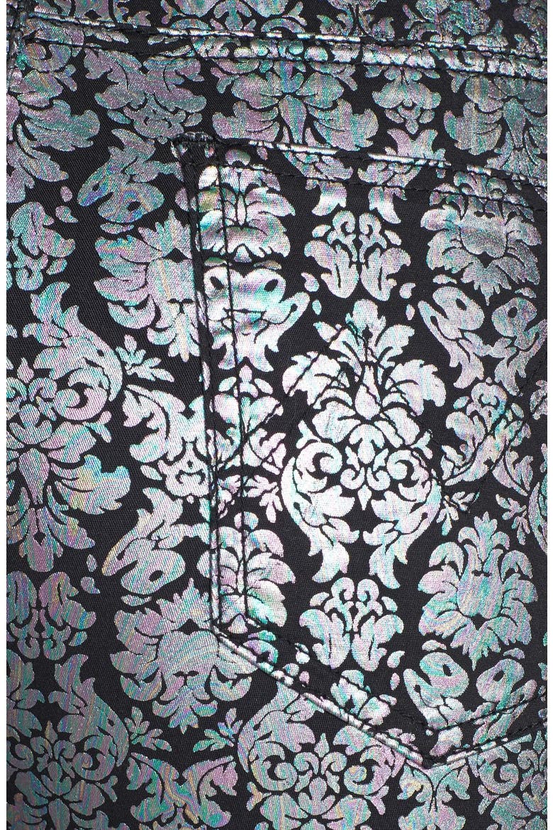 'Petrol' Metallic Print Skinny Pants, Alternate, color, MULTI
