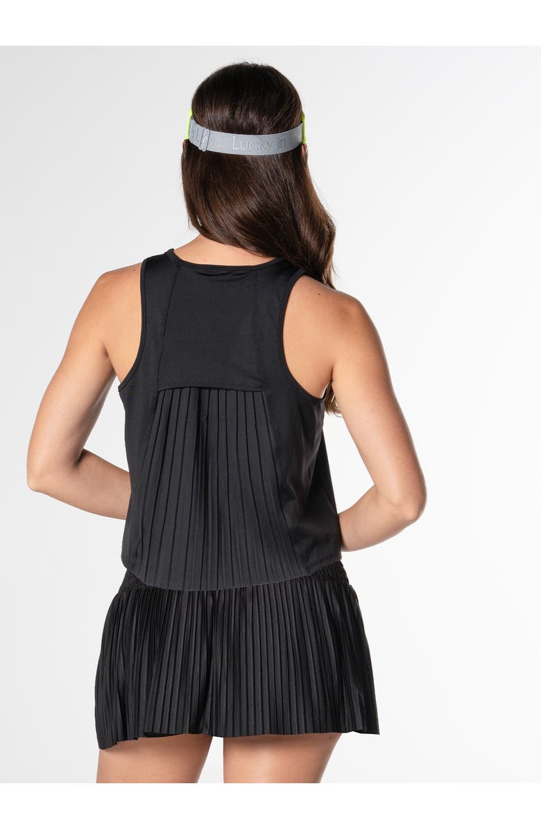 Lucky in Love Pleats Please Tank, Alternate, color, Black