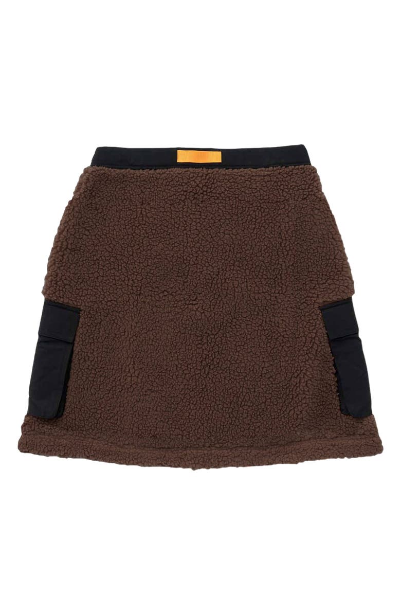 Gramicci Benette Faux Shearling Skirt, Alternate, color, Black X Brown