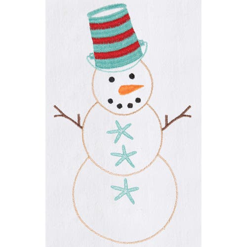 C & F Home C&f Home Coastal Snowman With Blue Starfish Buttons Cotton Flour Sack Kitchen Dish Towel 27l X 18w In White