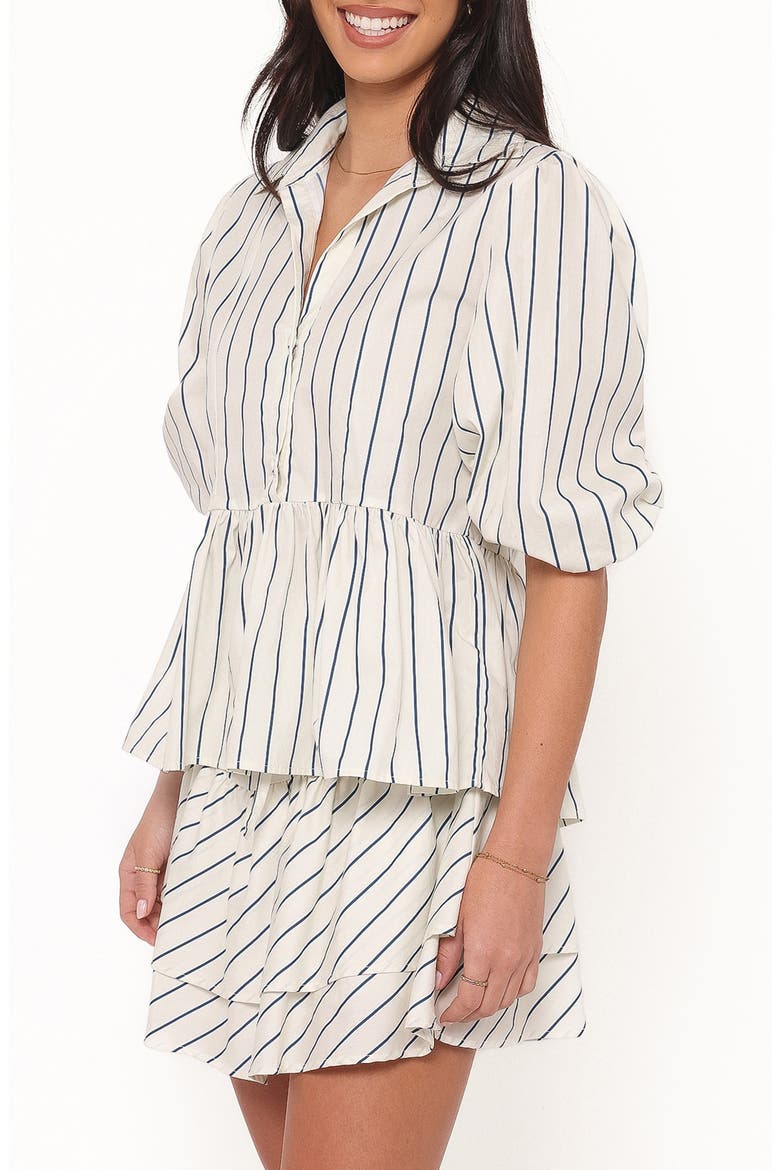 Thomas Striped Peplum Cotton Top, Alternate, color, YELLOW/ BLUE STRIPE