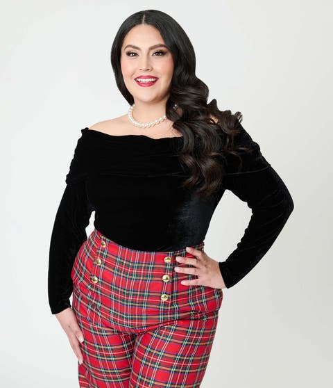 Plus Size Fold Shoulder Long Sleeve Knit Top