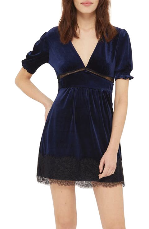 Lace Inset Velvet Minidress