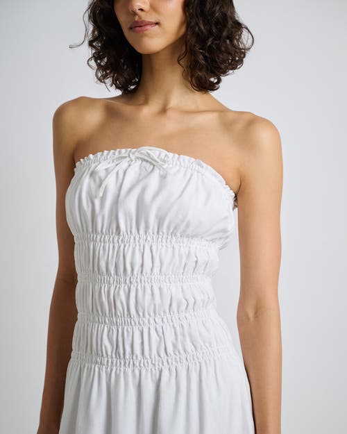 Shop Onia Air Linen Smocked Maxi Dress In White