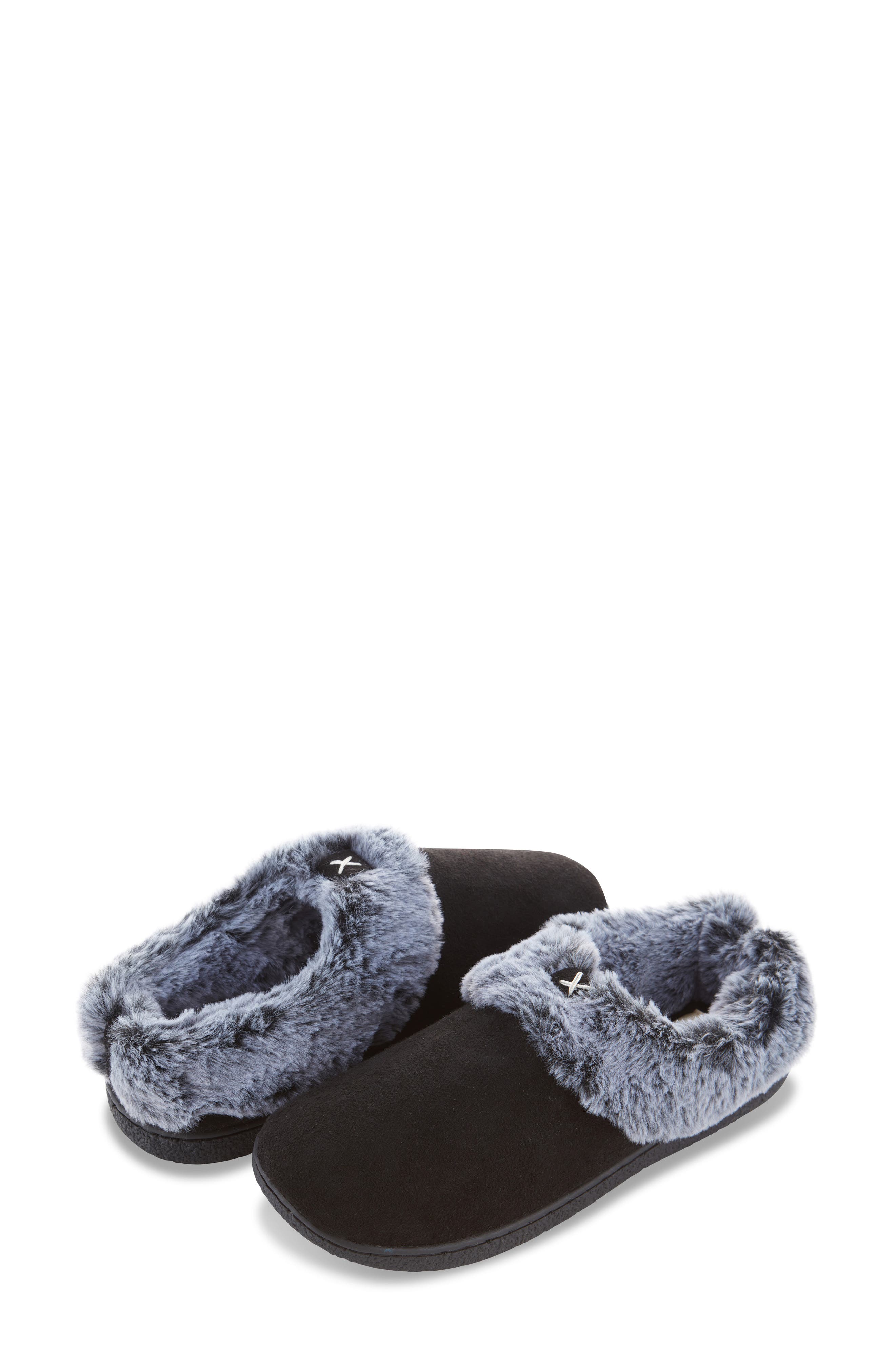 FLOOPI Slipper With Faux Fur Trim, Alternate, color, Black
