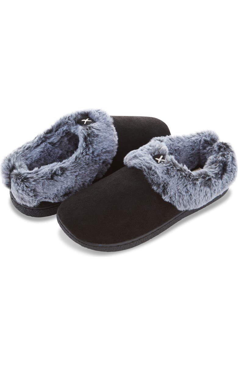 FLOOPI Slipper With Faux Fur Trim, Alternate, color, Black