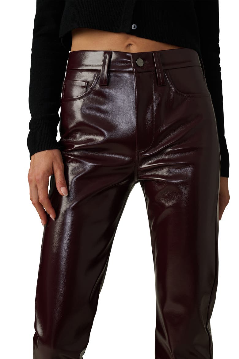 The Patent Coated Faux Leather Pants, Alternate, color, BORDEAUX