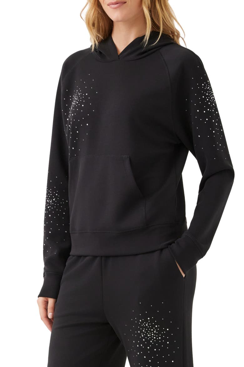Rhinestone Embellished Hoodie, Alternate, color, BLACK