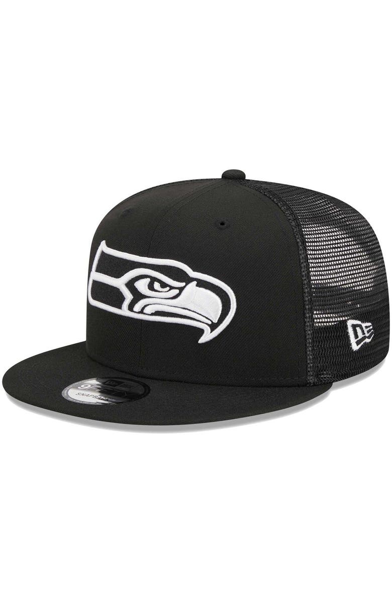 New Era Men's New Era Black Seattle Seahawks  Main Trucker 9FIFTY Snapback Hat, Main, color, 