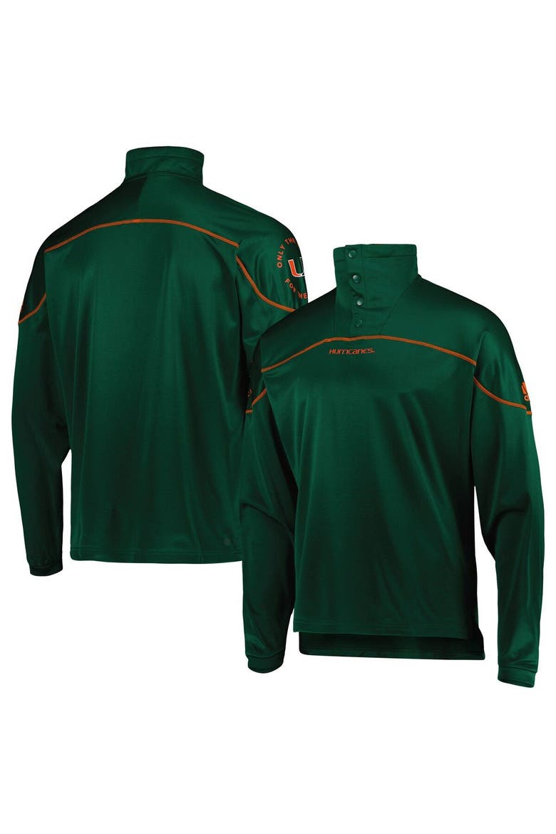 Men's adidas Green Miami Hurricanes AEROREADY Knit Quarter-Snap Jacket, Main, color, Green