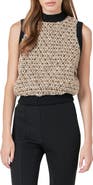 Endless Rose Sequins Mock Neck Tweed Sweater Vest