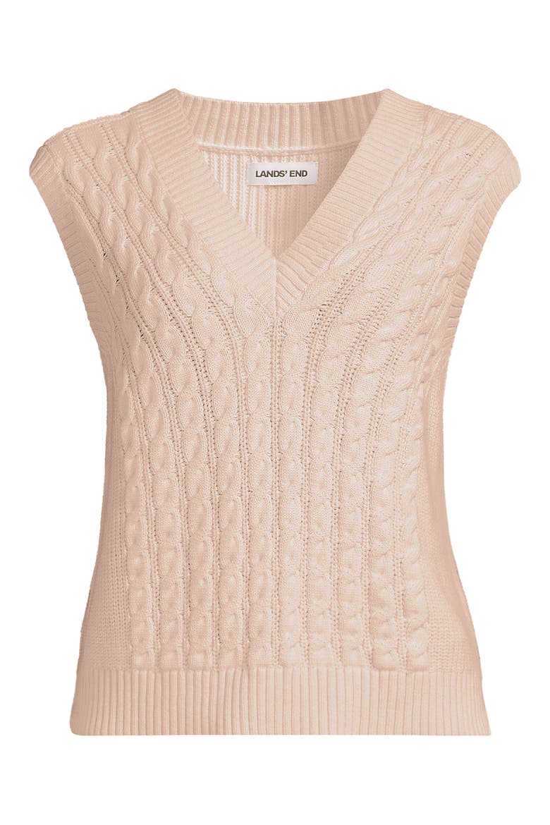 Plus Size Drifter Modern Cable V Neck Vest Sweater, Alternate, color, Pink Opal