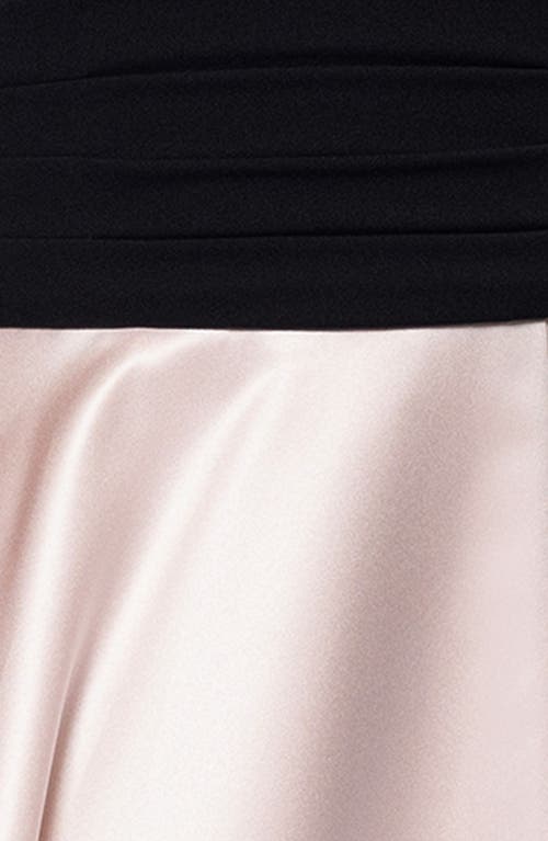 Xscape Evenings Mixed Media Strapless Ball Gown In Black/beige