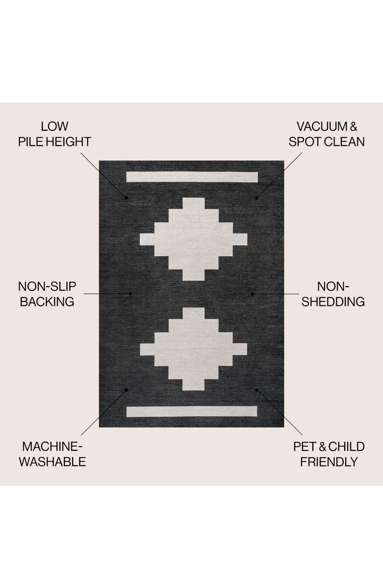 JONATHAN Y Adriel Geometric Medallion Machine-Washable Area Rug, Alternate, color, Black/Cream