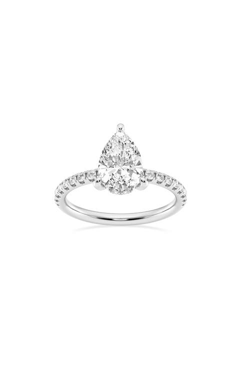 14K Gold Pear Cut Lab Created Diamond Engagement Ring - 2.20 ctw