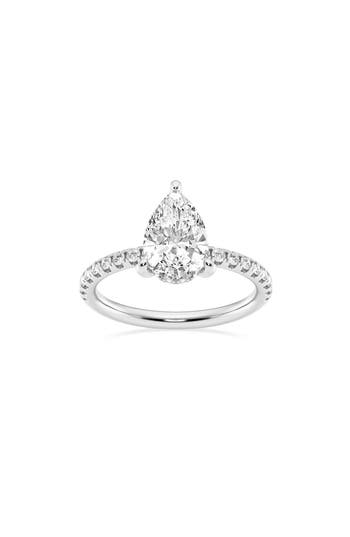 Badgley Mischka Collection 14k Gold Pear Cut Lab Created Diamond Engagement Ring In White Gold
