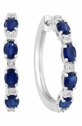 EFFY Sterling Silver Ruby & Diamond Hoop Earrings - 0.02 ctw