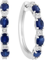 EFFY Sterling Silver Ruby & Diamond Hoop Earrings - 0.02 ctw