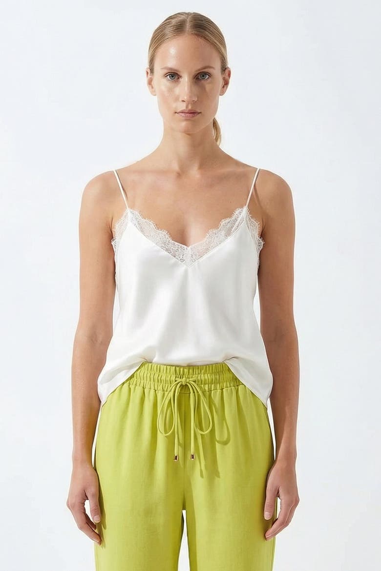 Strappy Lace Trim Viscose Blouse, Alternate, color, ECRU