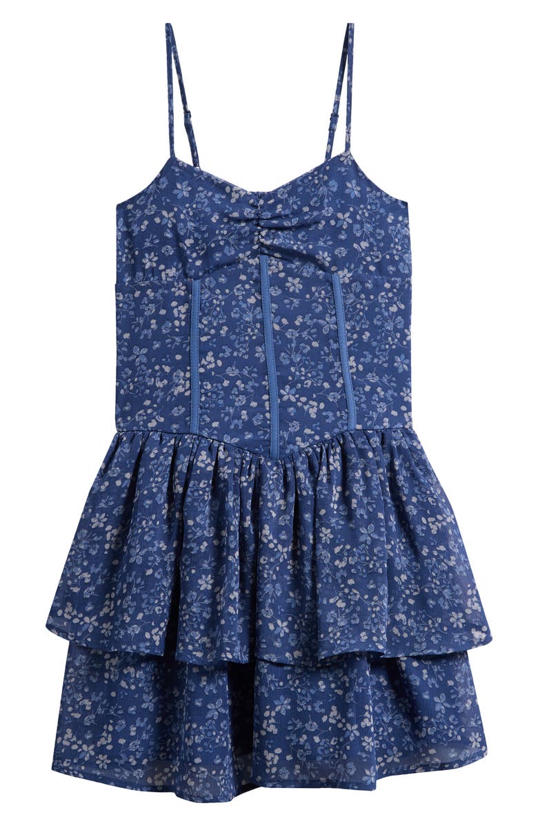 Ava & Yelly Kids' Peri Floral Party Dress, Main, color, Blue Floral