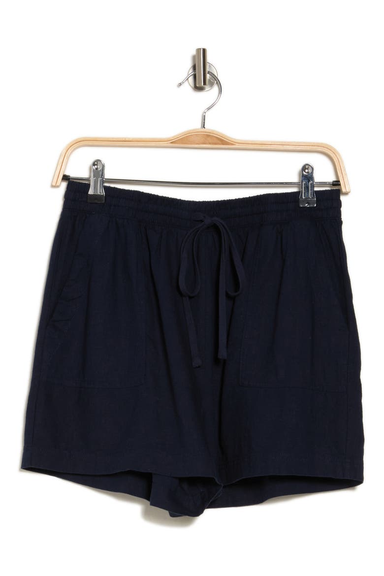 Marseille Linen Blend Drawstring Shorts, Alternate, color, NAVY
