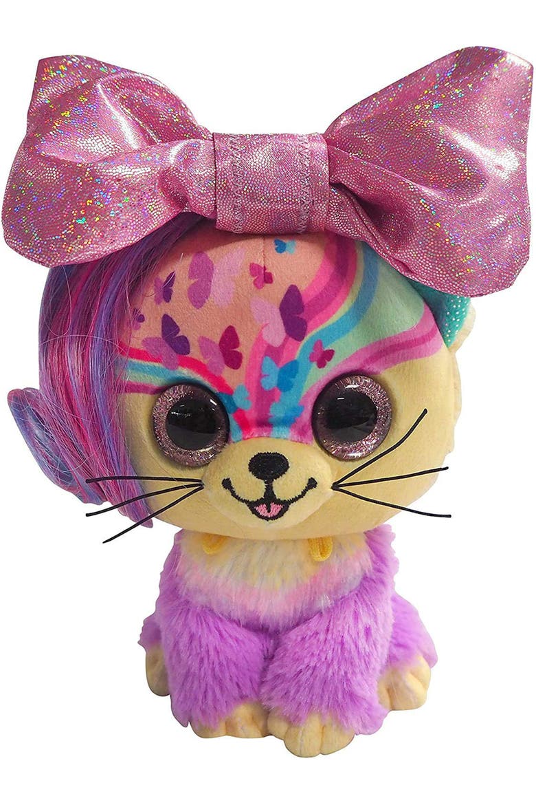 9 Inch Plush Butterfly Bow Pet Cat, Main, color, Multicolored