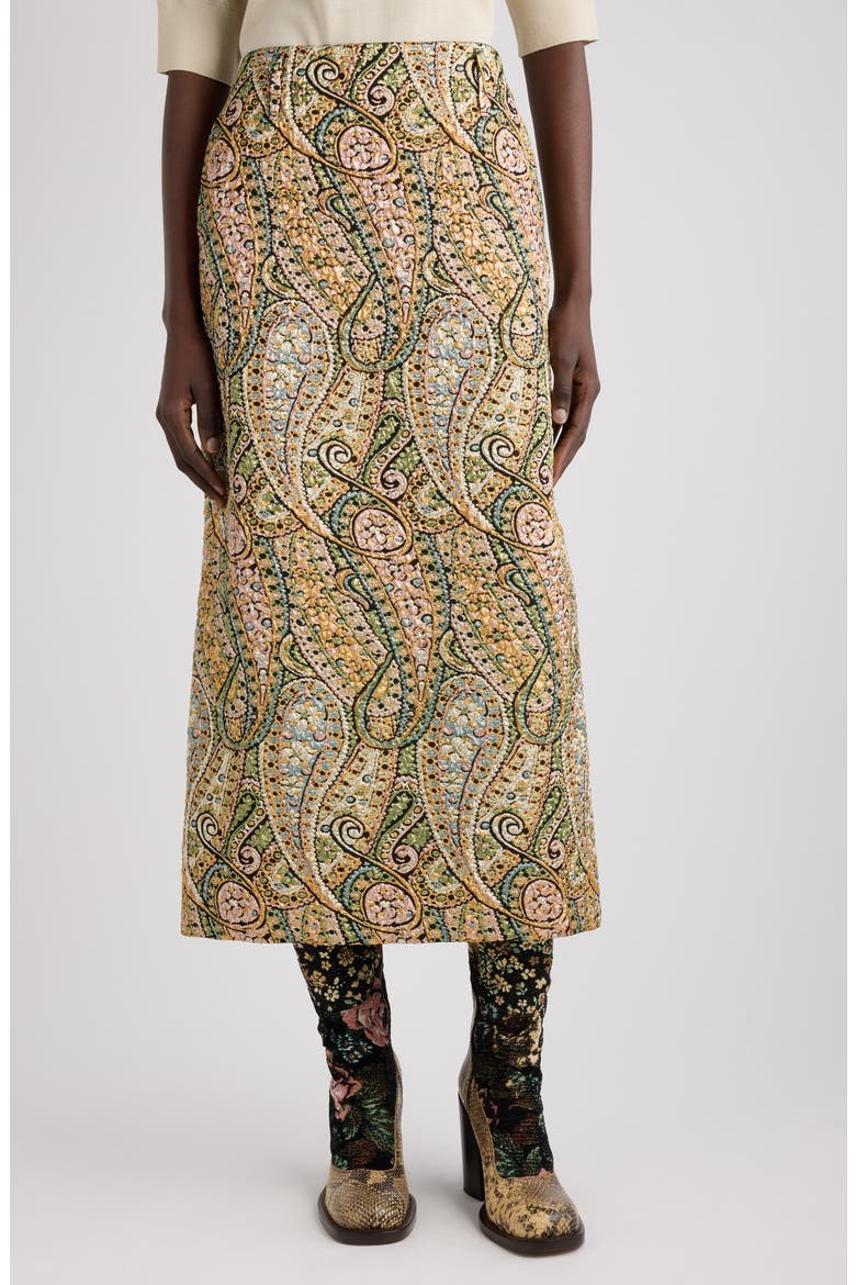 Sentista Paisley Jacquard Midi Skirt, Main, color, MULTI